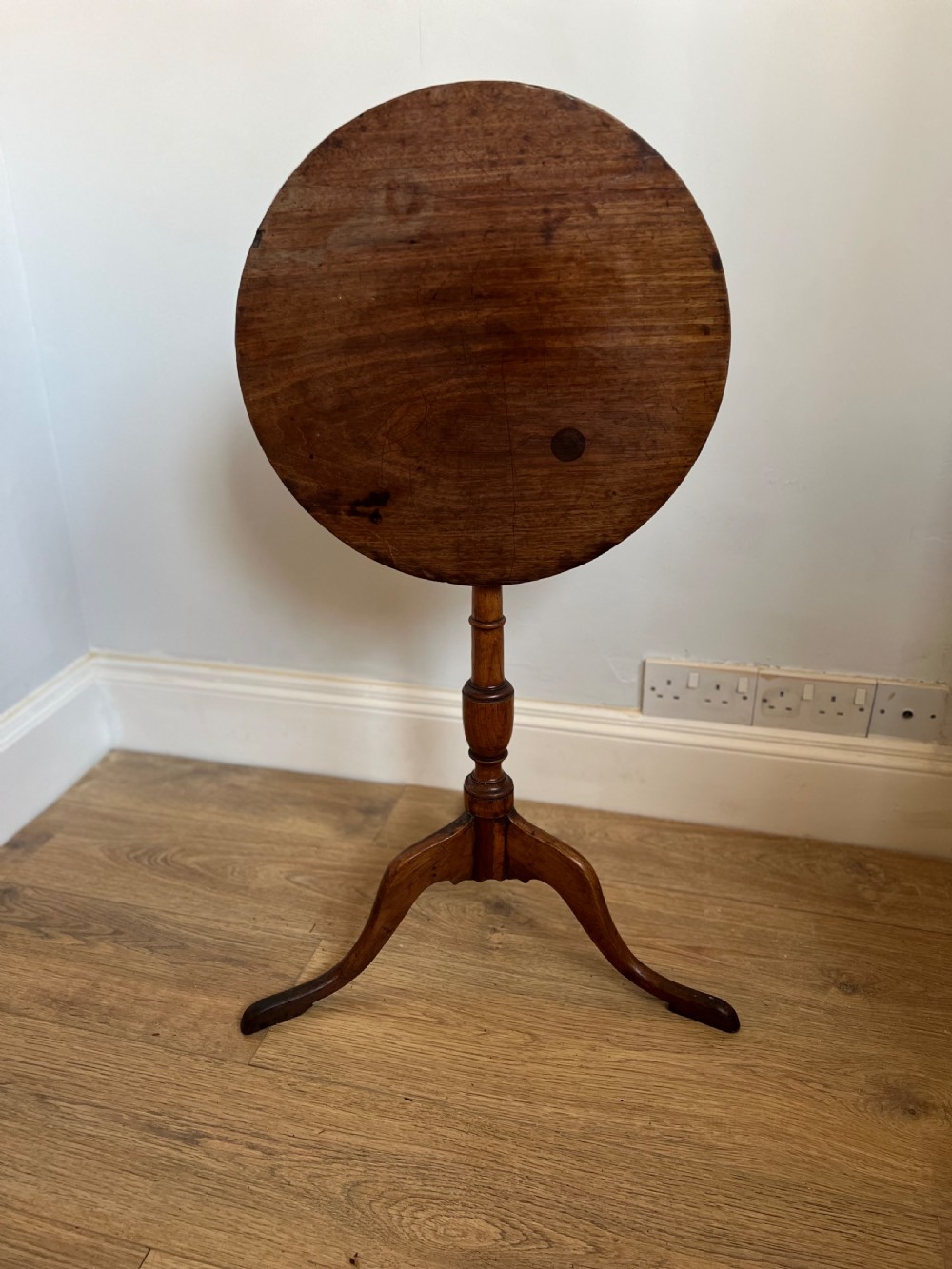 Regency tripod table elm and mahogany  View II