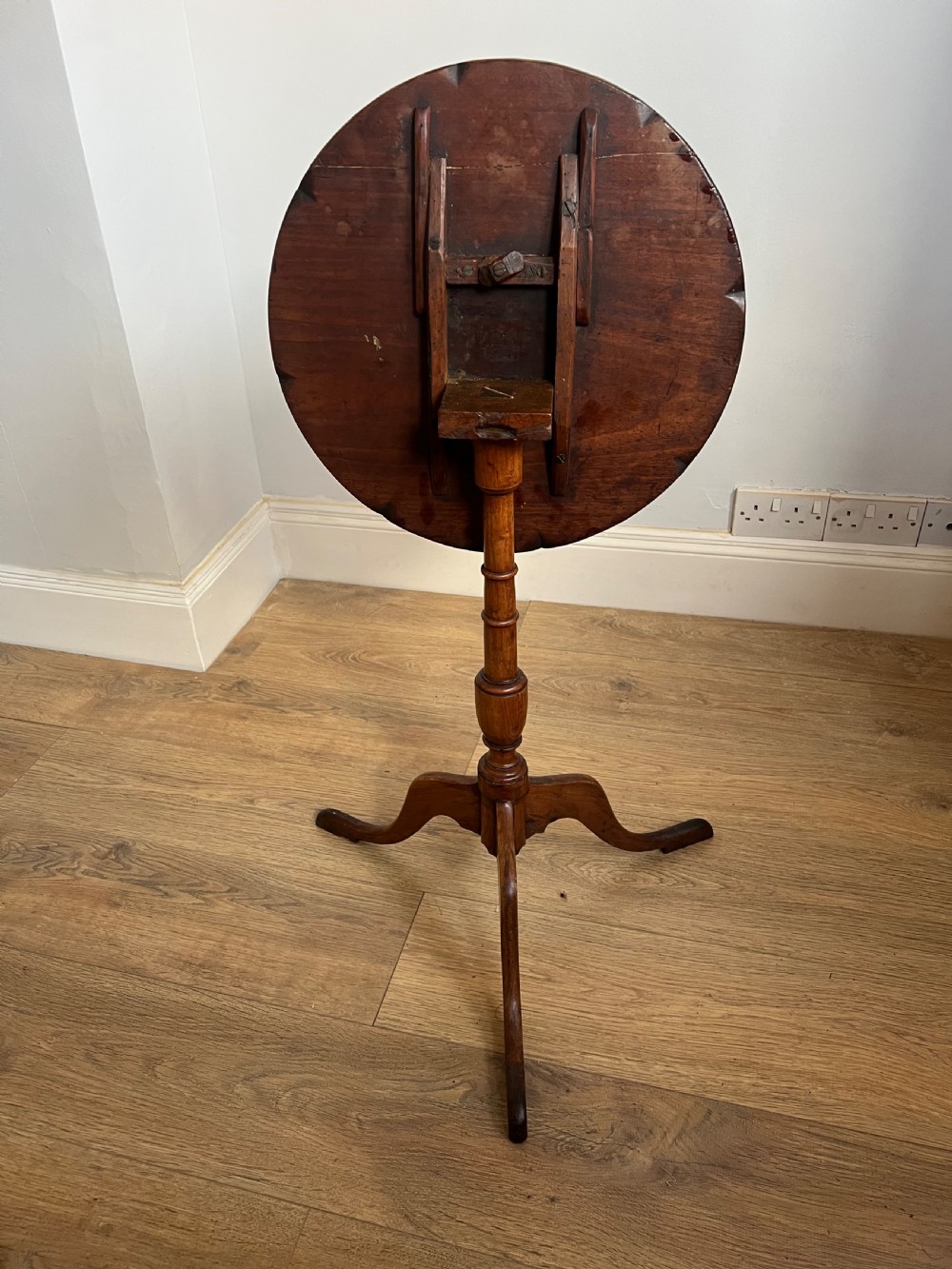 Regency tripod table elm and mahogany  View V