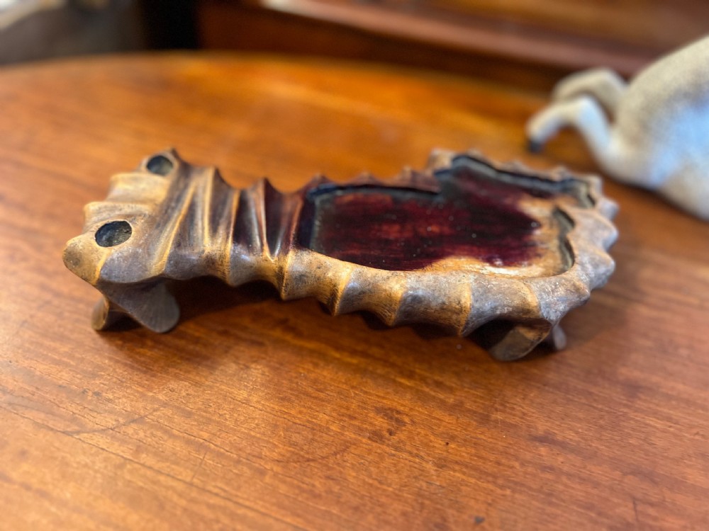 Japanese crackleglazed ceramic horse on carved wooden stand View III