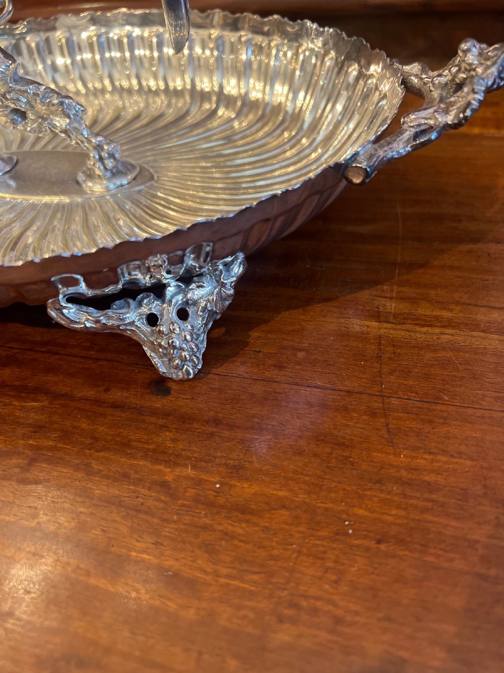 Silver plated grape stand and matching grape scissors  View III