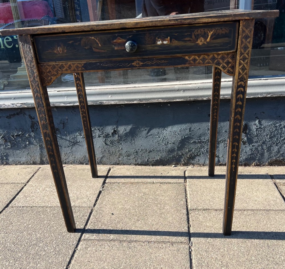 Early C19th chinoiserie painted table in unrestored condition View II