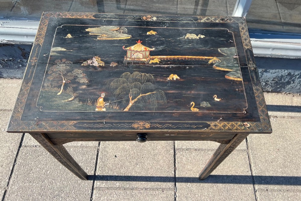 Early C19th chinoiserie painted table in unrestored condition View IV