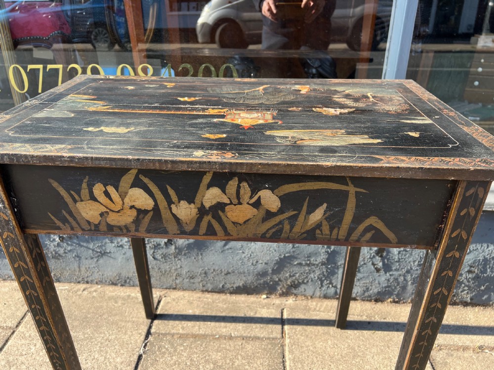 Early C19th chinoiserie painted table in unrestored condition View X