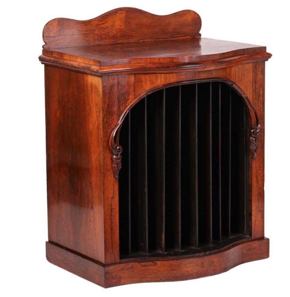 A serpentine rosewod  folio cabinet 