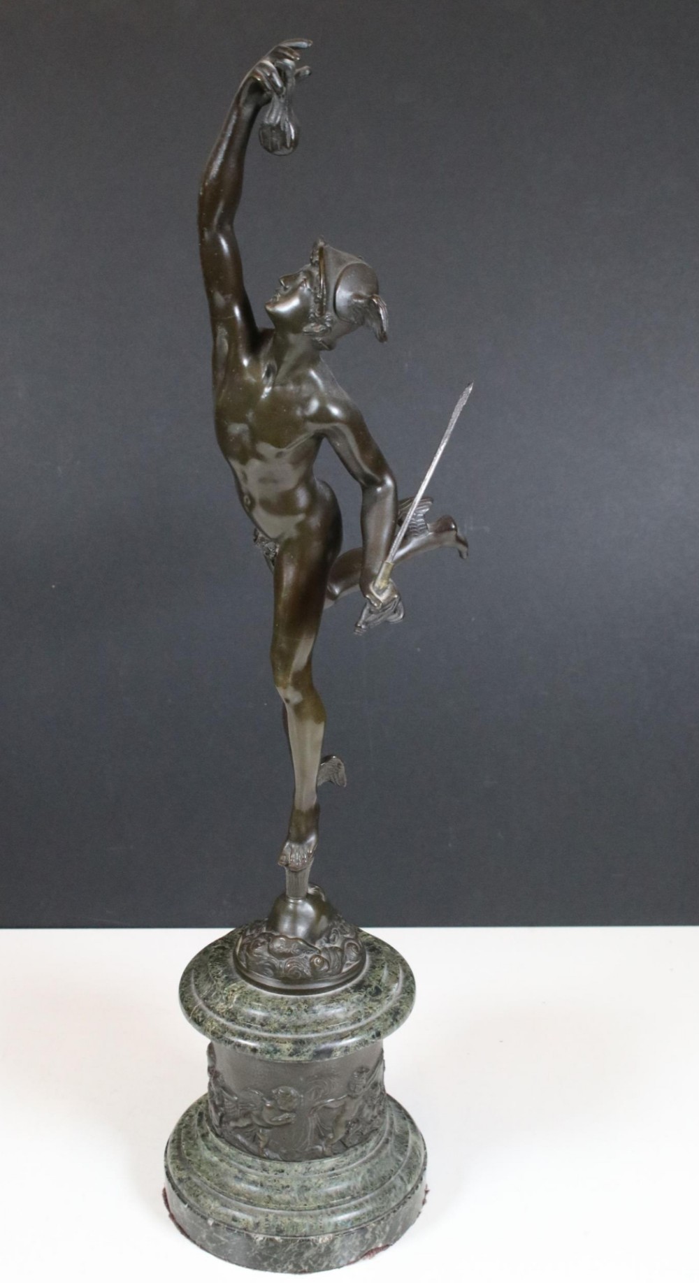 Large bronze of mercury after Giambologna