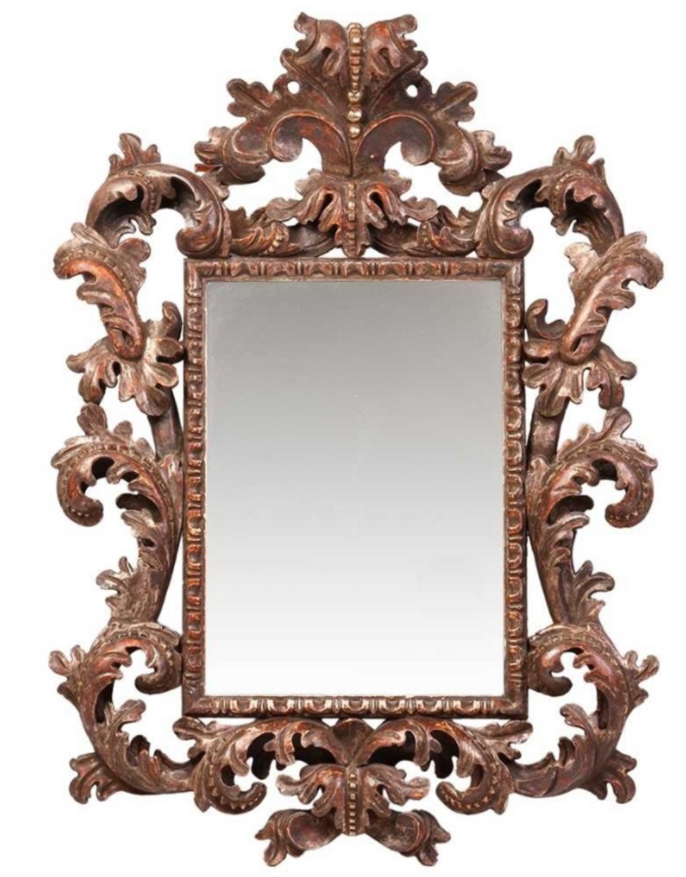 C18th Venetian carved wood and lacquered wall mirror 