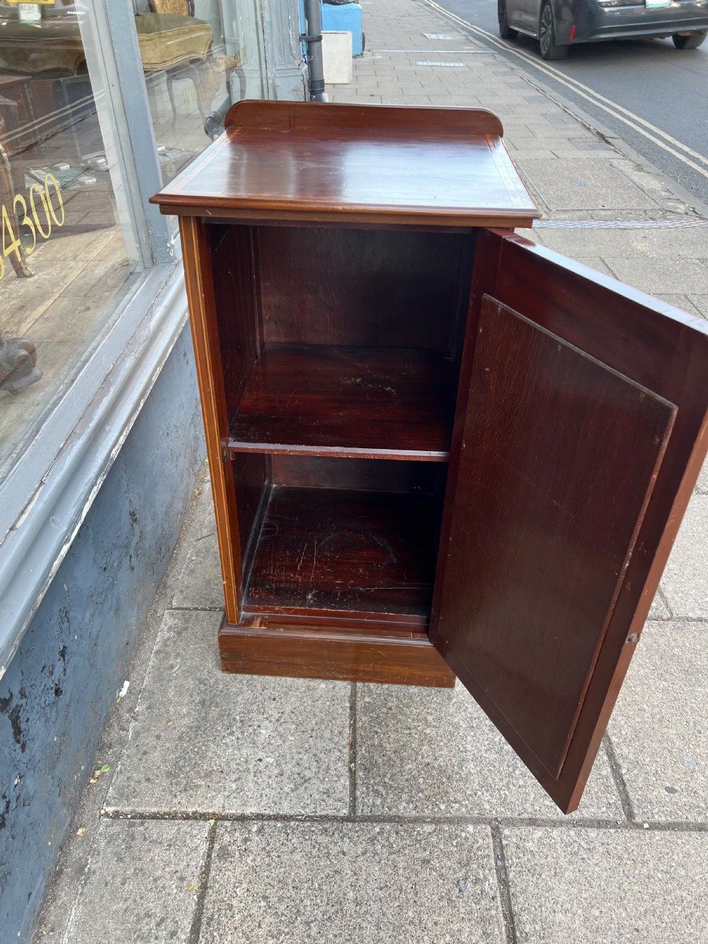 C19th inlaid bedside cupboard  View II