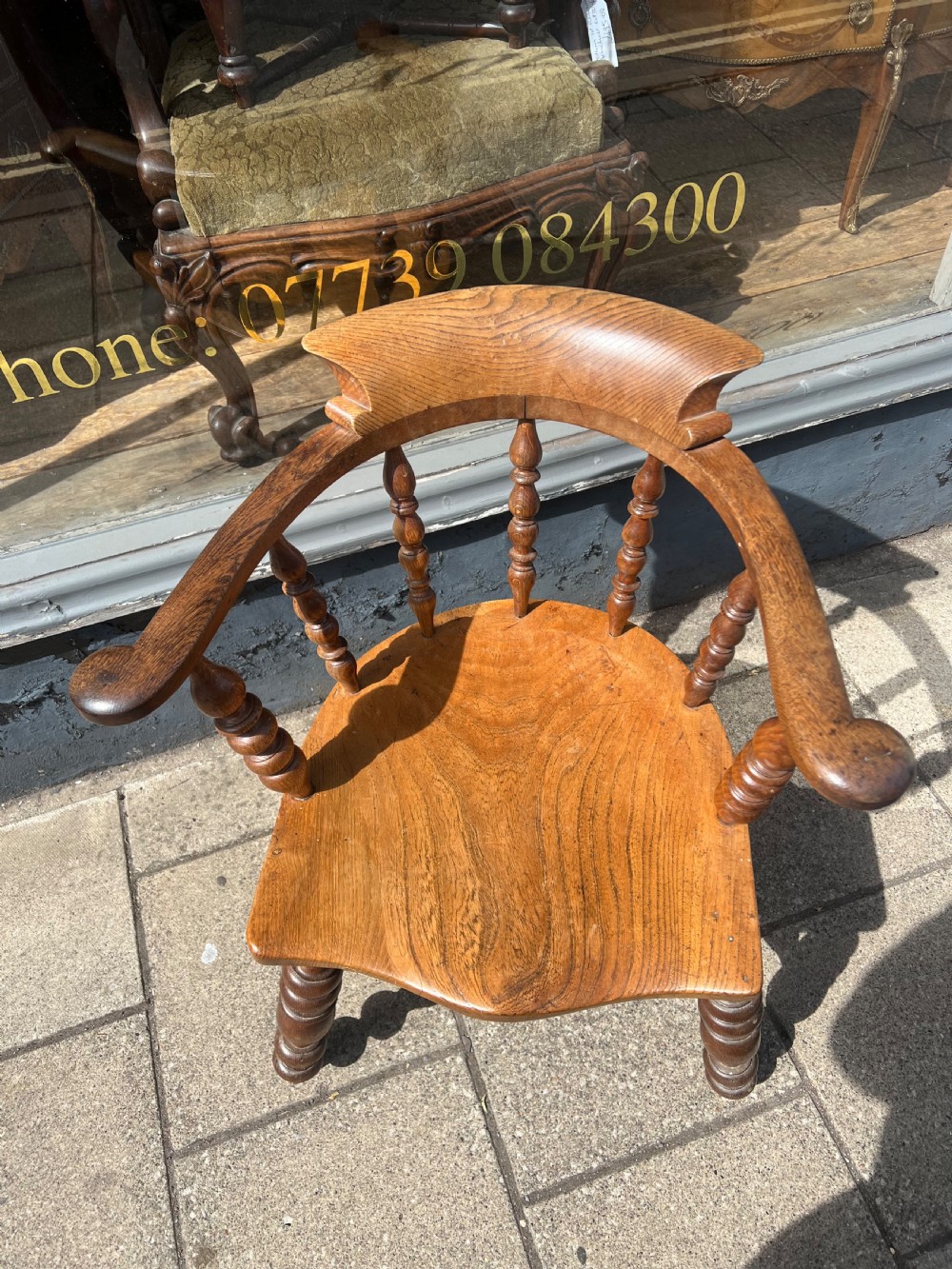 C19th elm captains chair  View II
