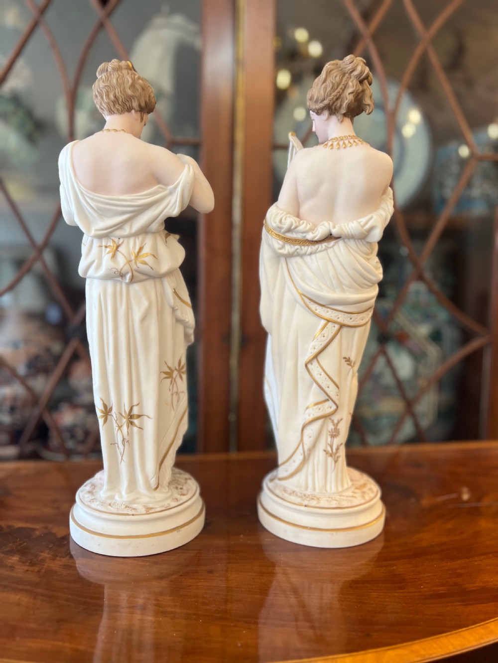 C19th bisque and gilded classical figures in the manner of Worcester  View III