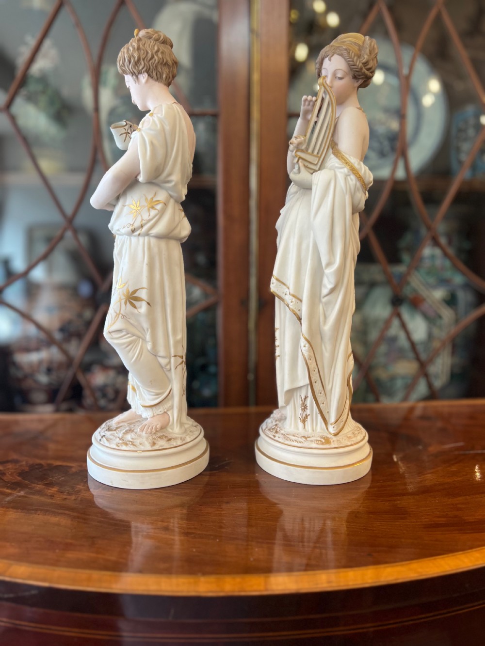 C19th bisque and gilded classical figures in the manner of Worcester  View IV