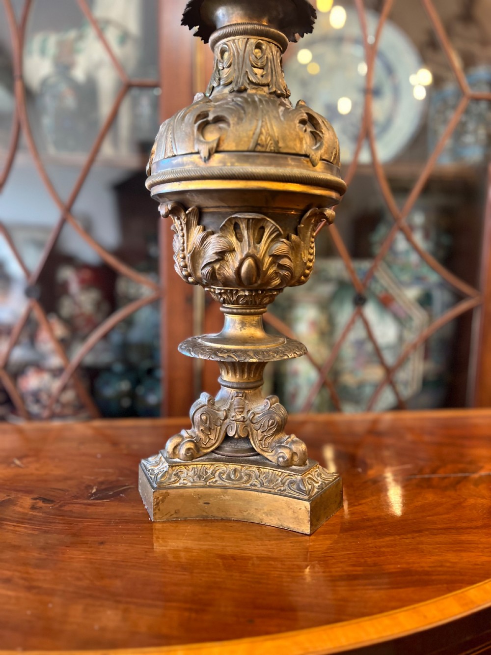 Large gilt brass lamp  View II