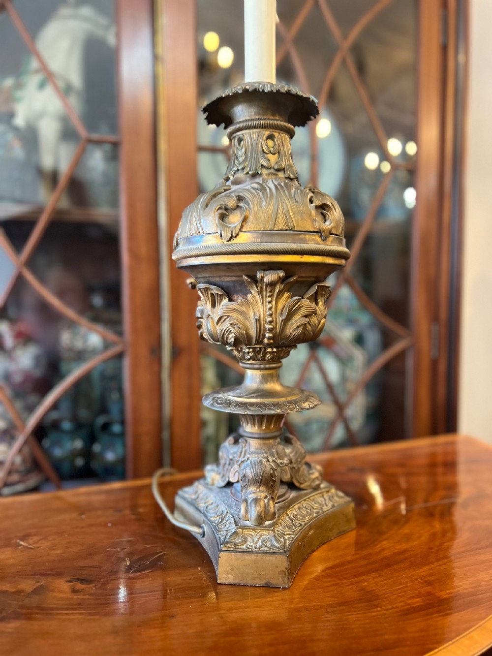 Large gilt brass lamp  View III