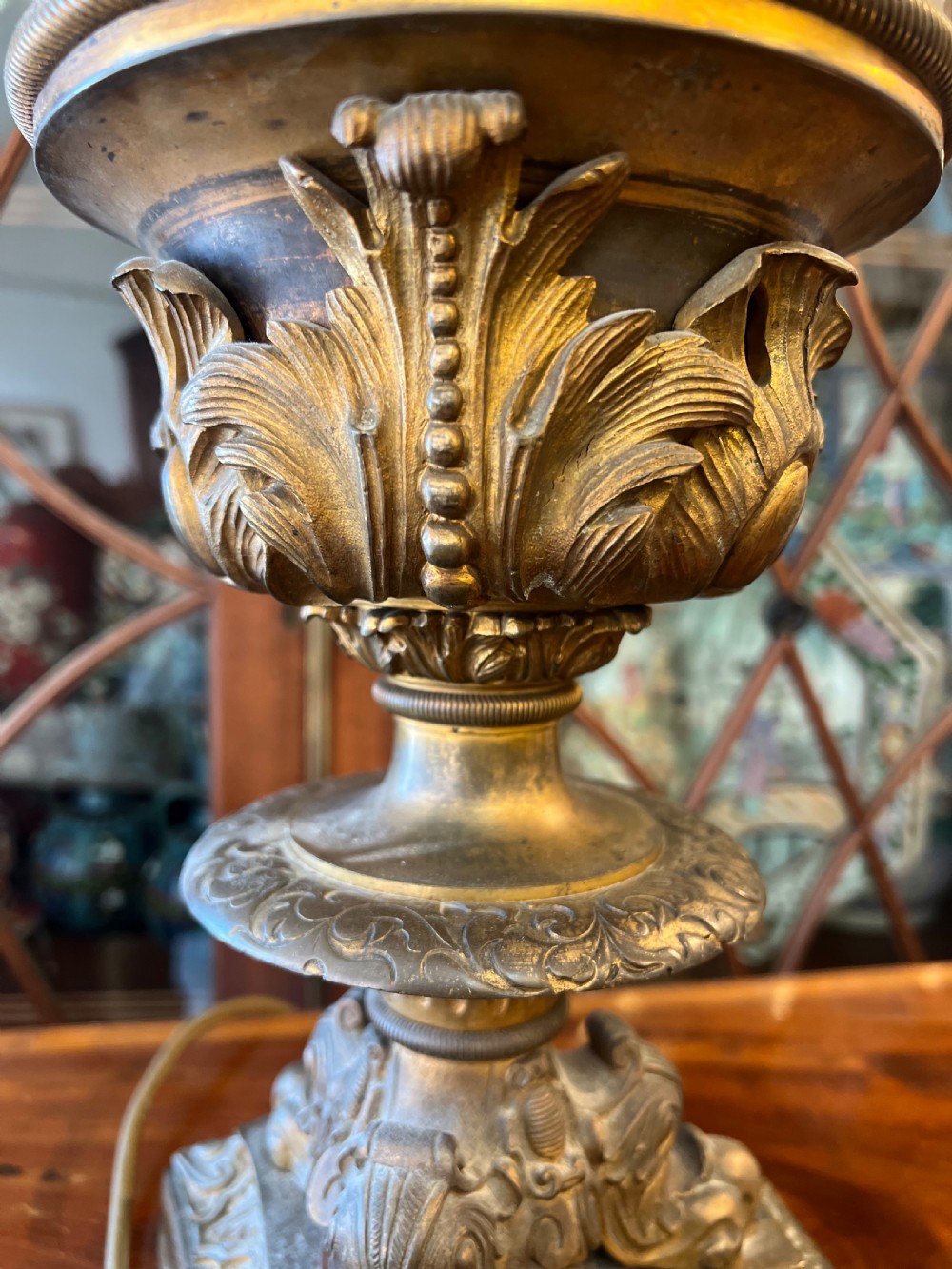 Large gilt brass lamp  View IV
