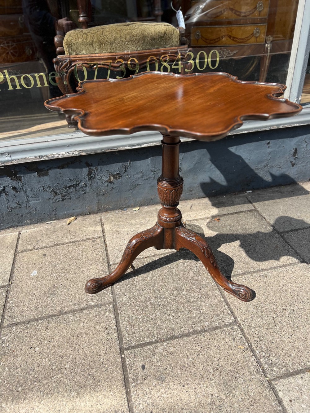 C18th scalloped topped tripod table  View V