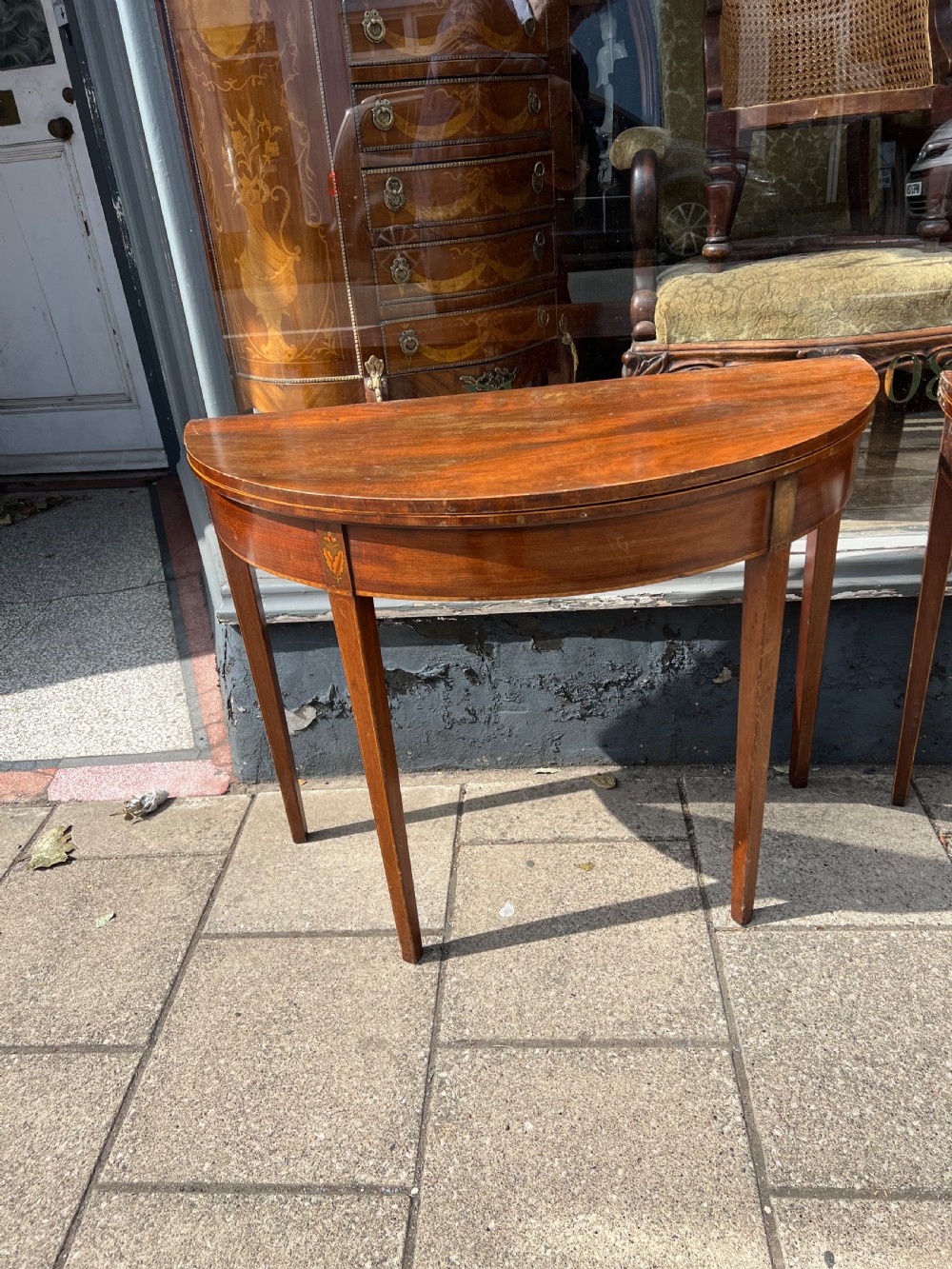 Near pair of Georgian Demi lune tables  View II