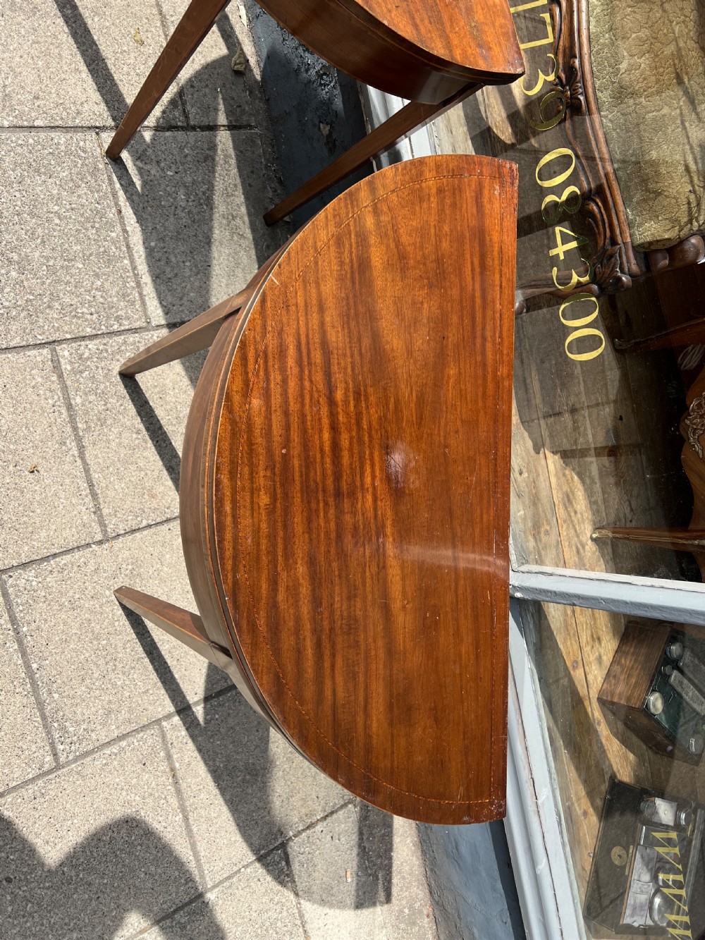 Near pair of Georgian Demi lune tables  View IV