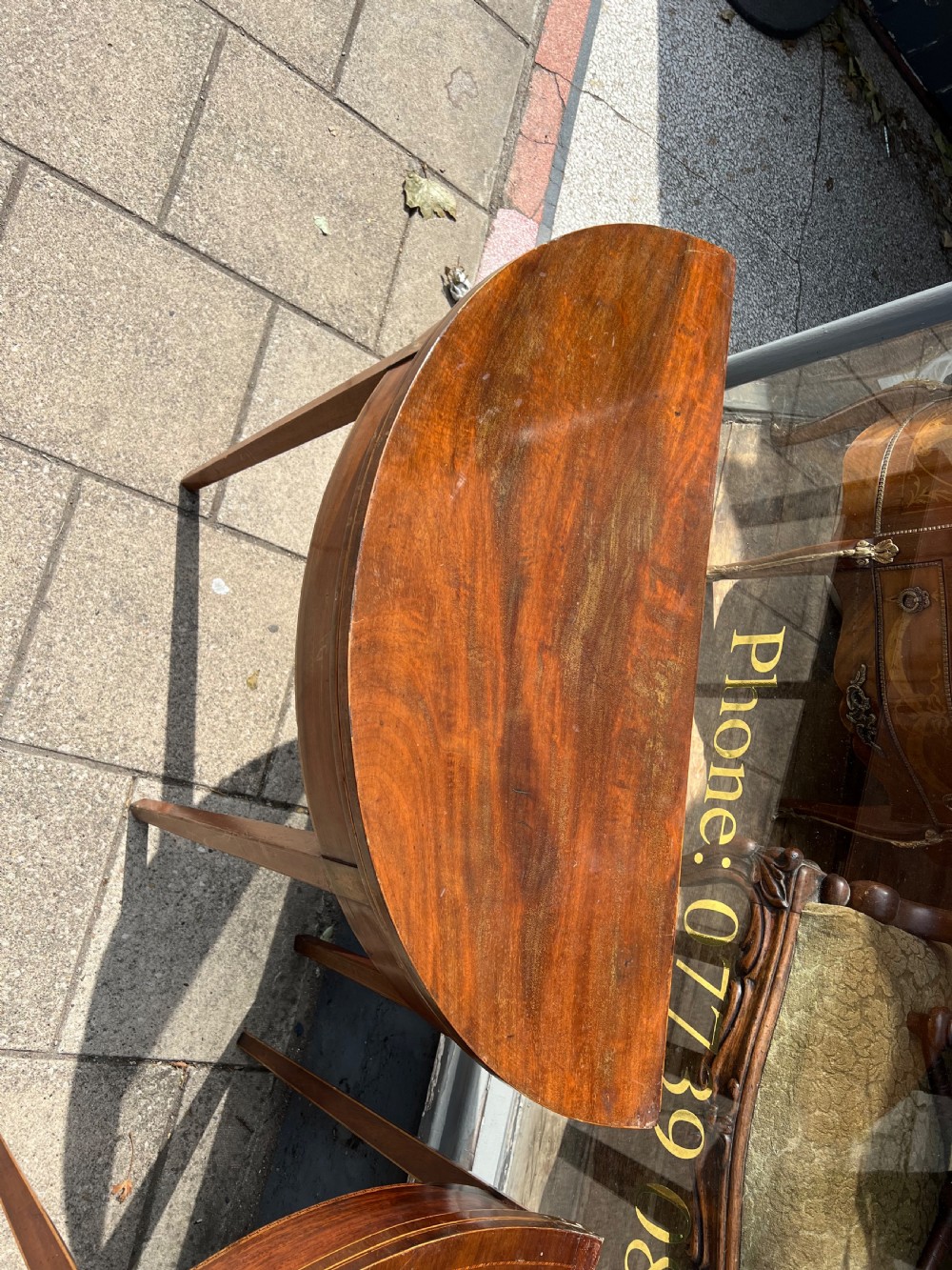 Near pair of Georgian Demi lune tables  View V