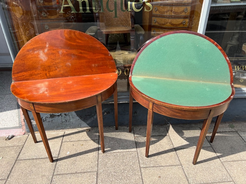Near pair of Georgian Demi lune tables  View VI