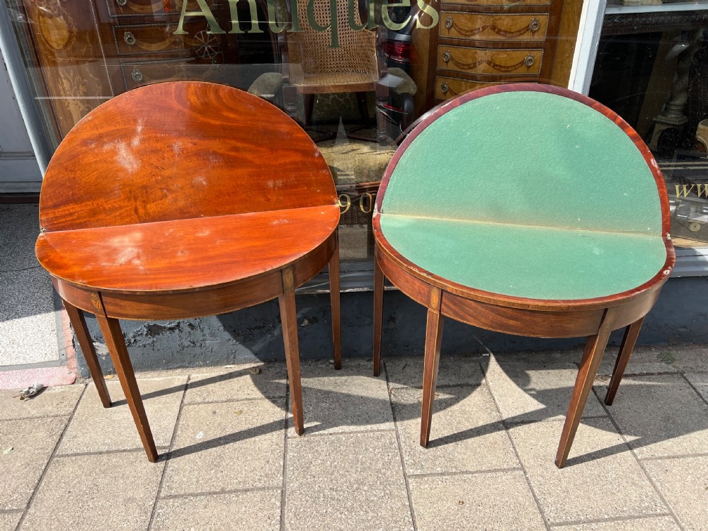 Near pair of Georgian Demi lune tables  View VII