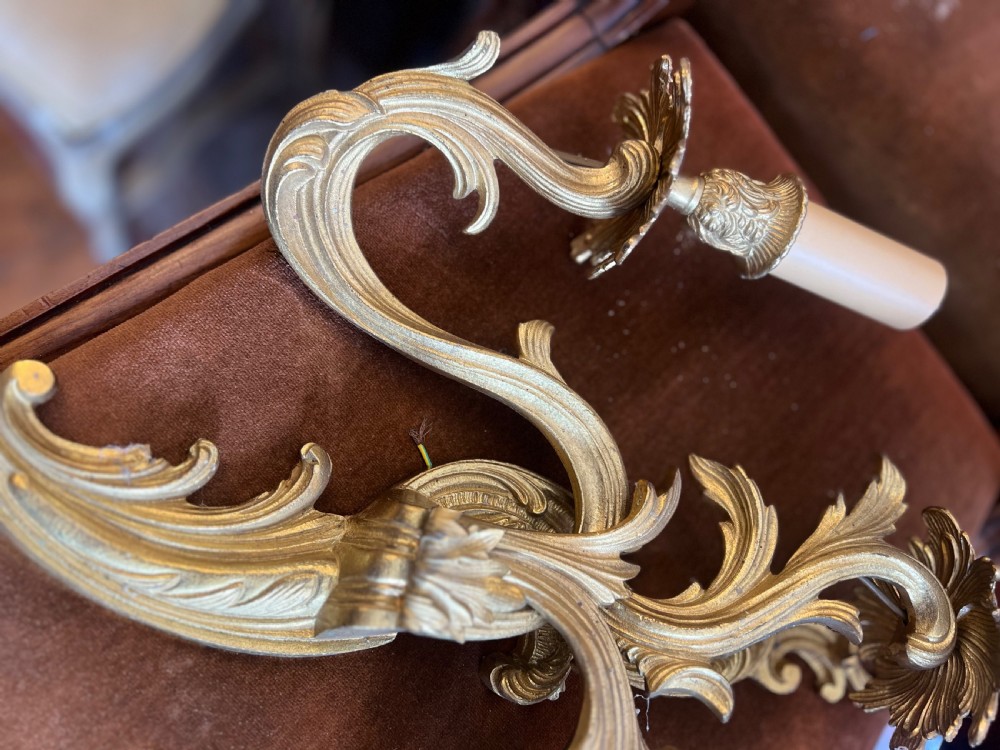 Pair of three branch rococo wall lights  View VIII