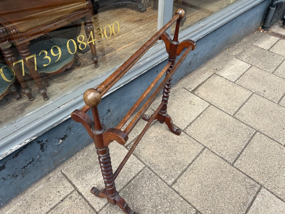 C19th mahogany barley twist towel rail  View III