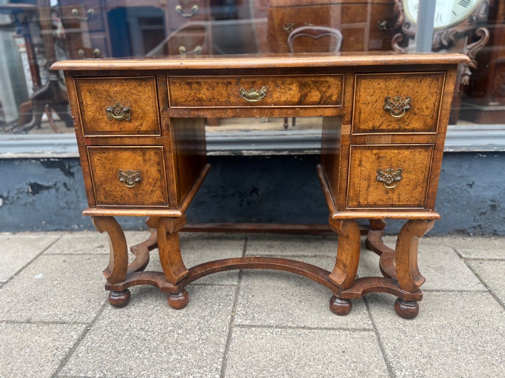 Burr walnut Queen Anne style desk  View III