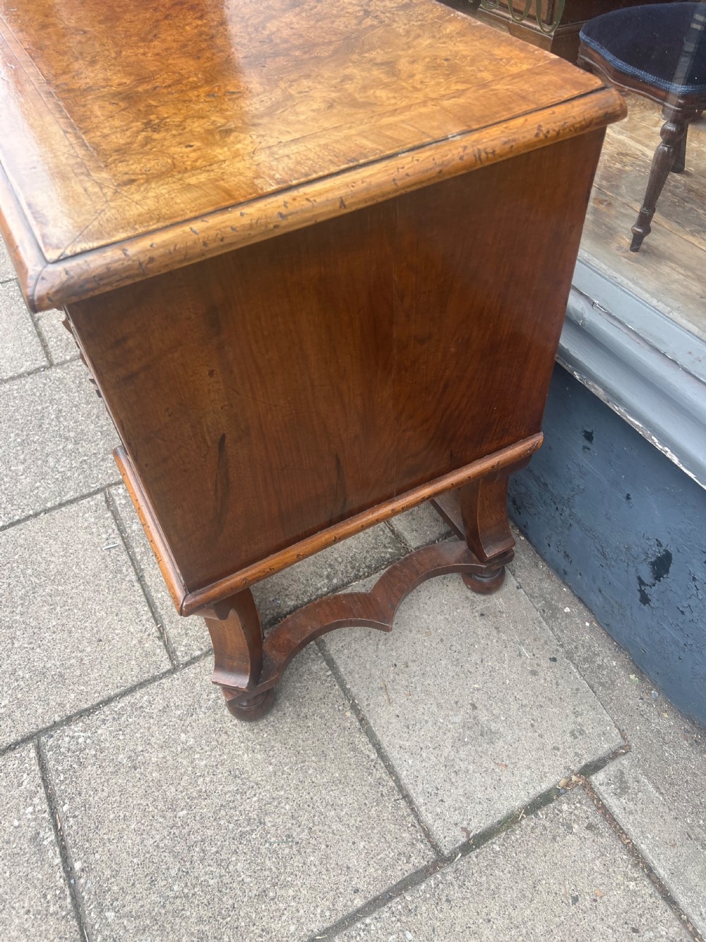 Burr walnut Queen Anne style desk  View IV