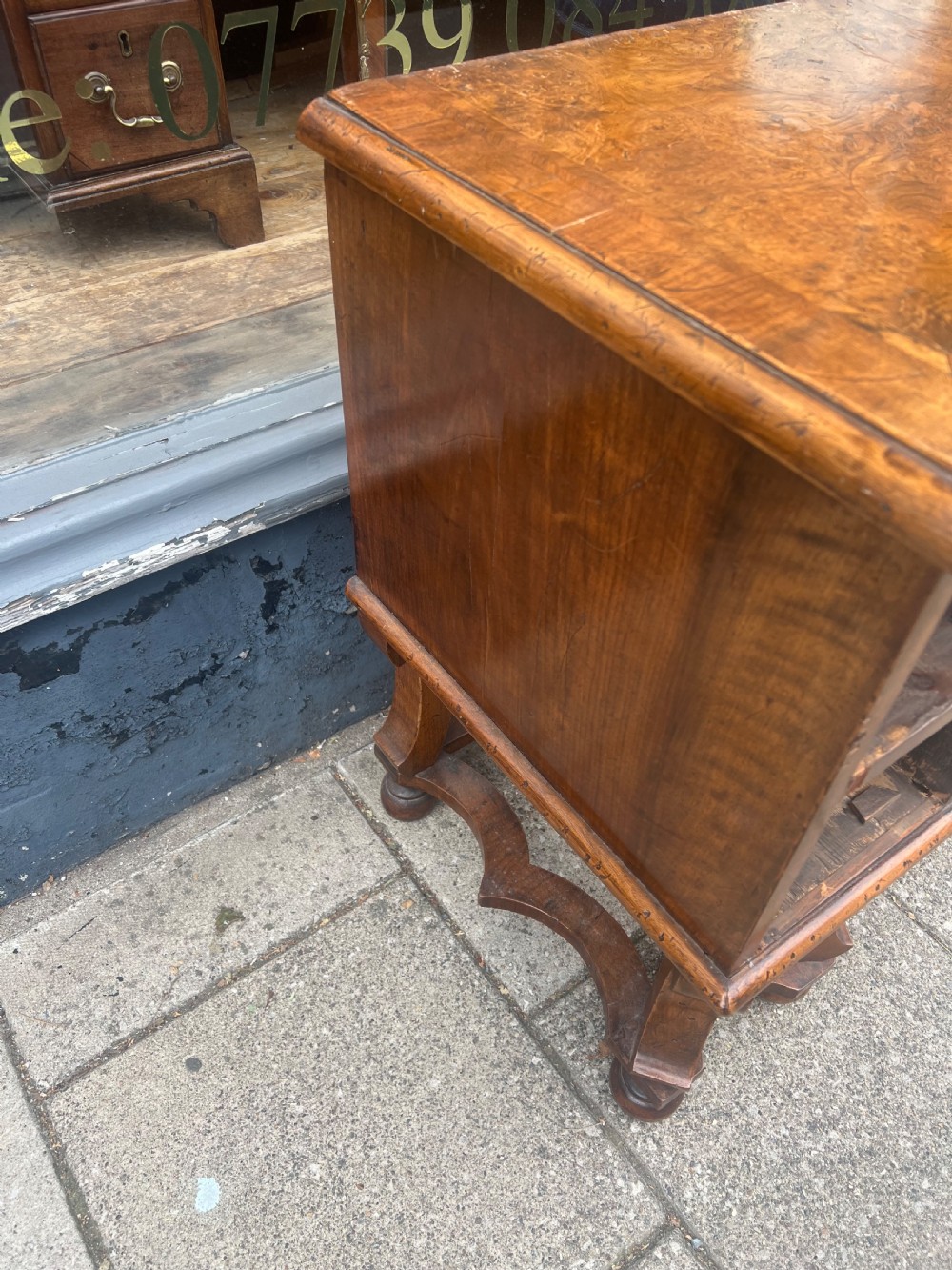 Burr walnut Queen Anne style desk  View V