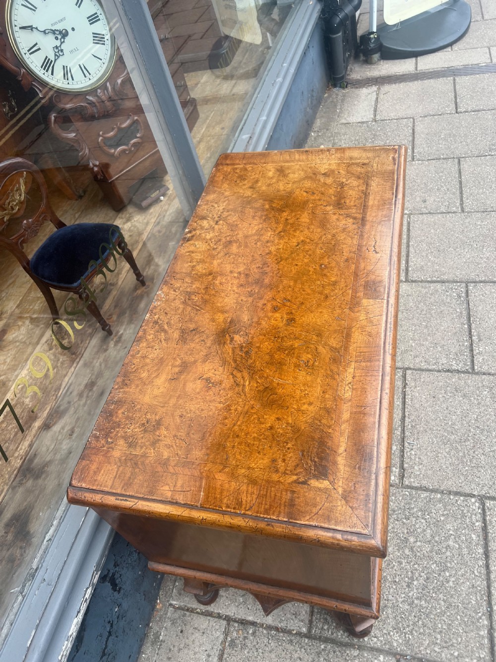 Burr walnut Queen Anne style desk  View VI