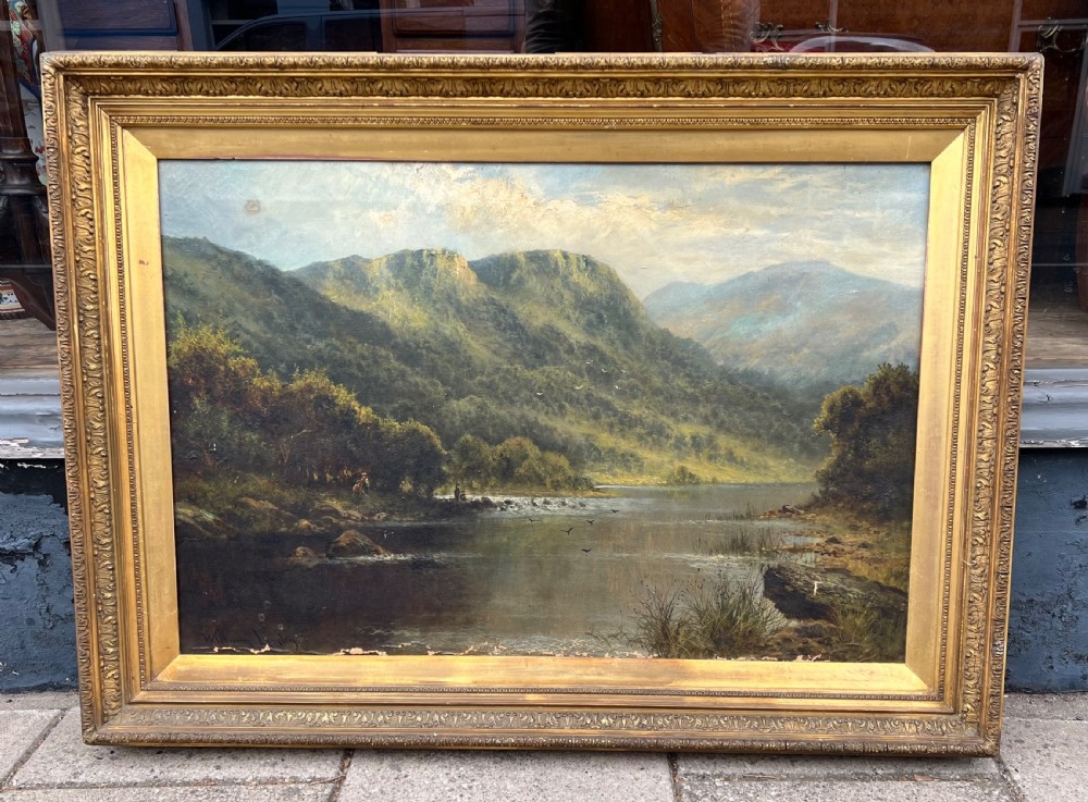 Oil painting on canvas of highland landscape scene by William Langley (1852-1922)
