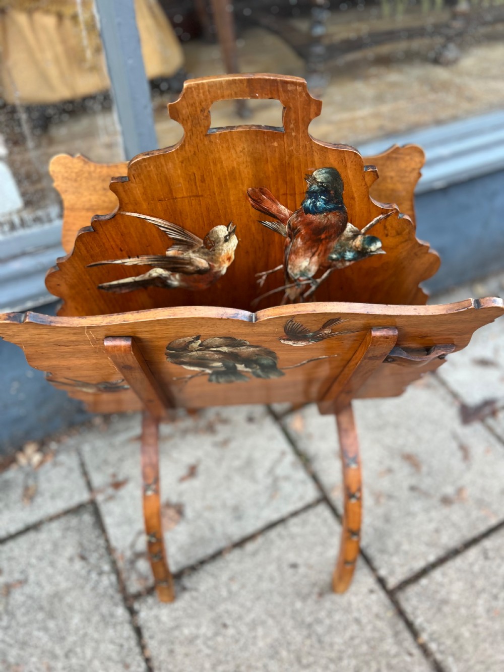 C19th walnut painted magazine rack  View II