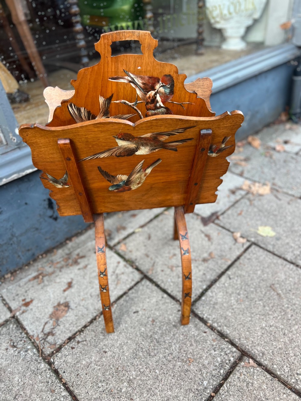 C19th walnut painted magazine rack  View III