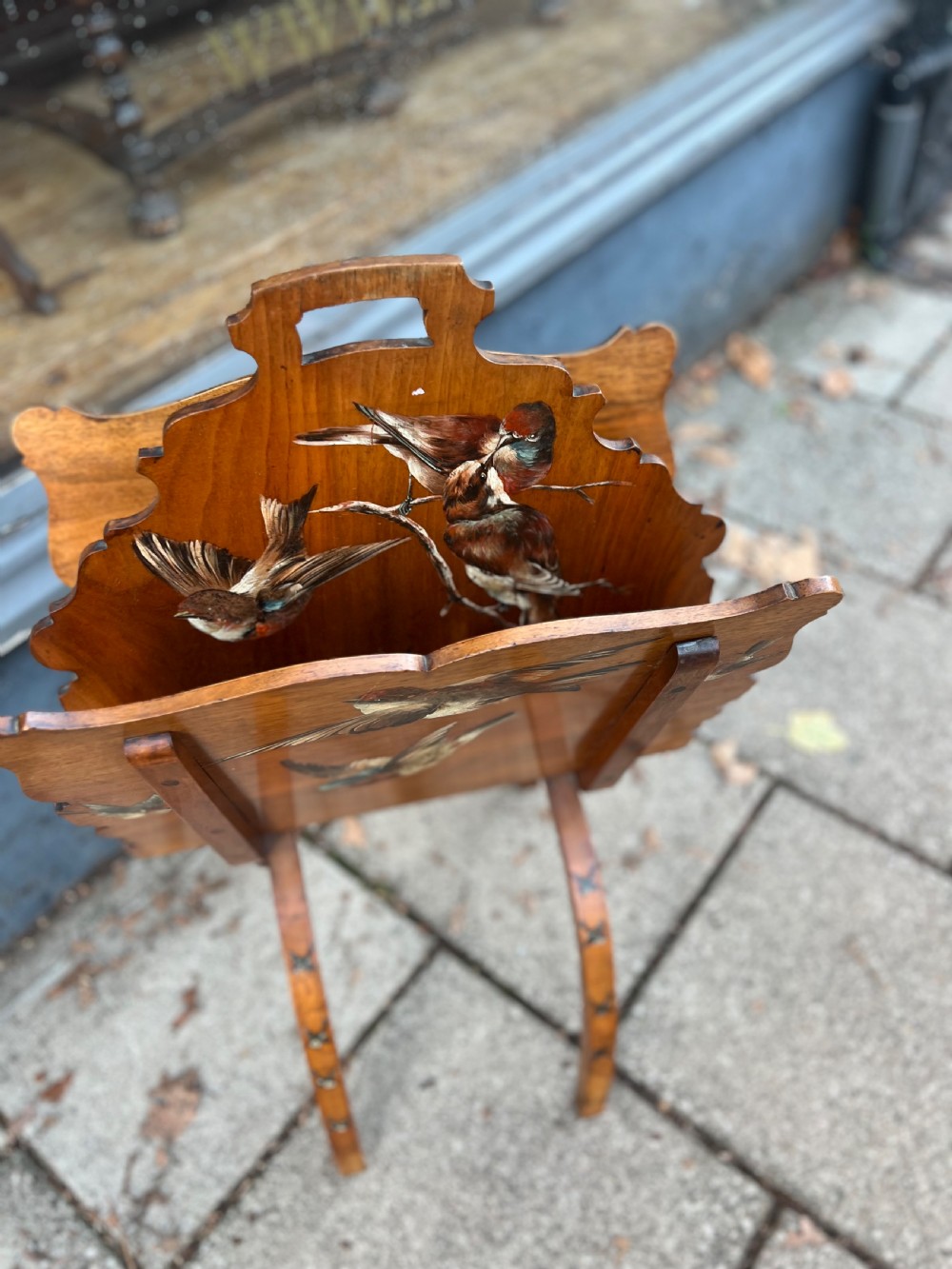 C19th walnut painted magazine rack  View V