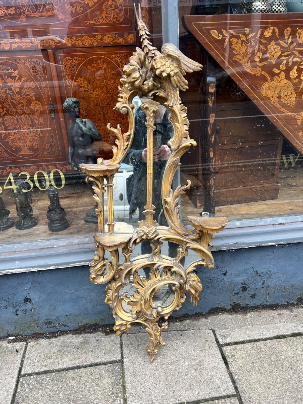 Georgian rococo carved giltwood mirror  View II