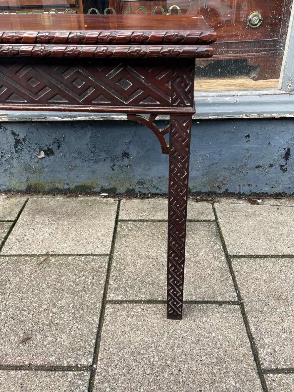 C18th mahogany Chinese Chippendale tea table  View II