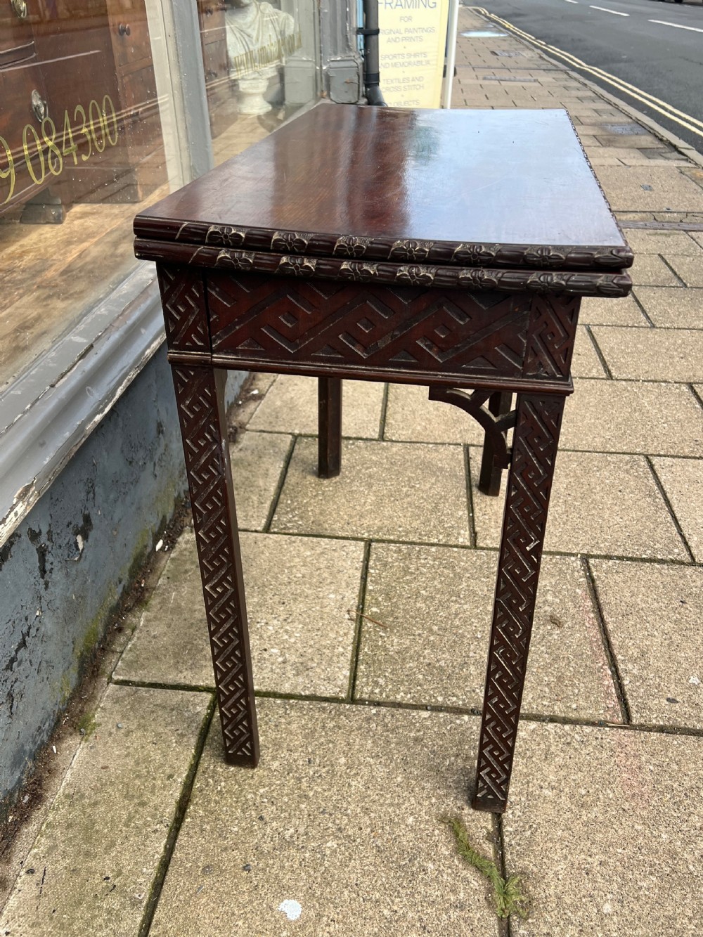 C18th mahogany Chinese Chippendale tea table  View IV