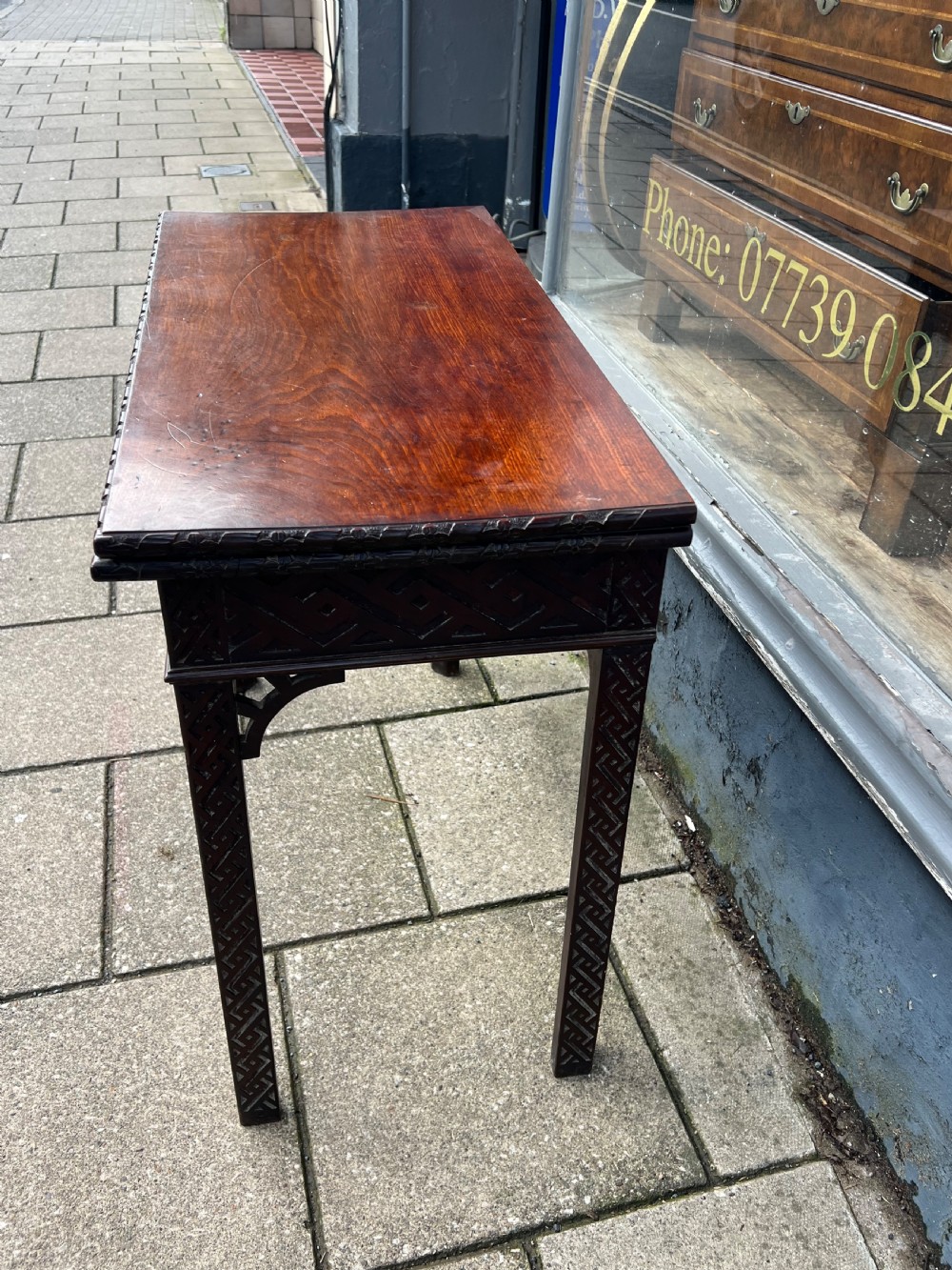 C18th mahogany Chinese Chippendale tea table  View VI