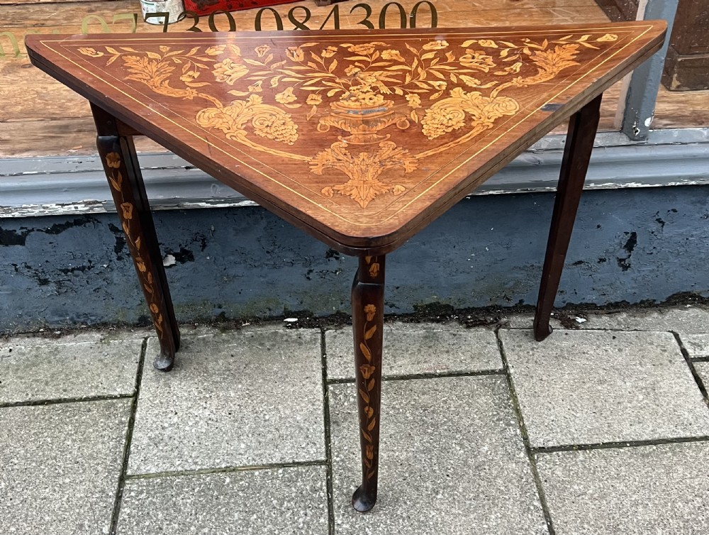 C19th  Dutch marquetry card table 