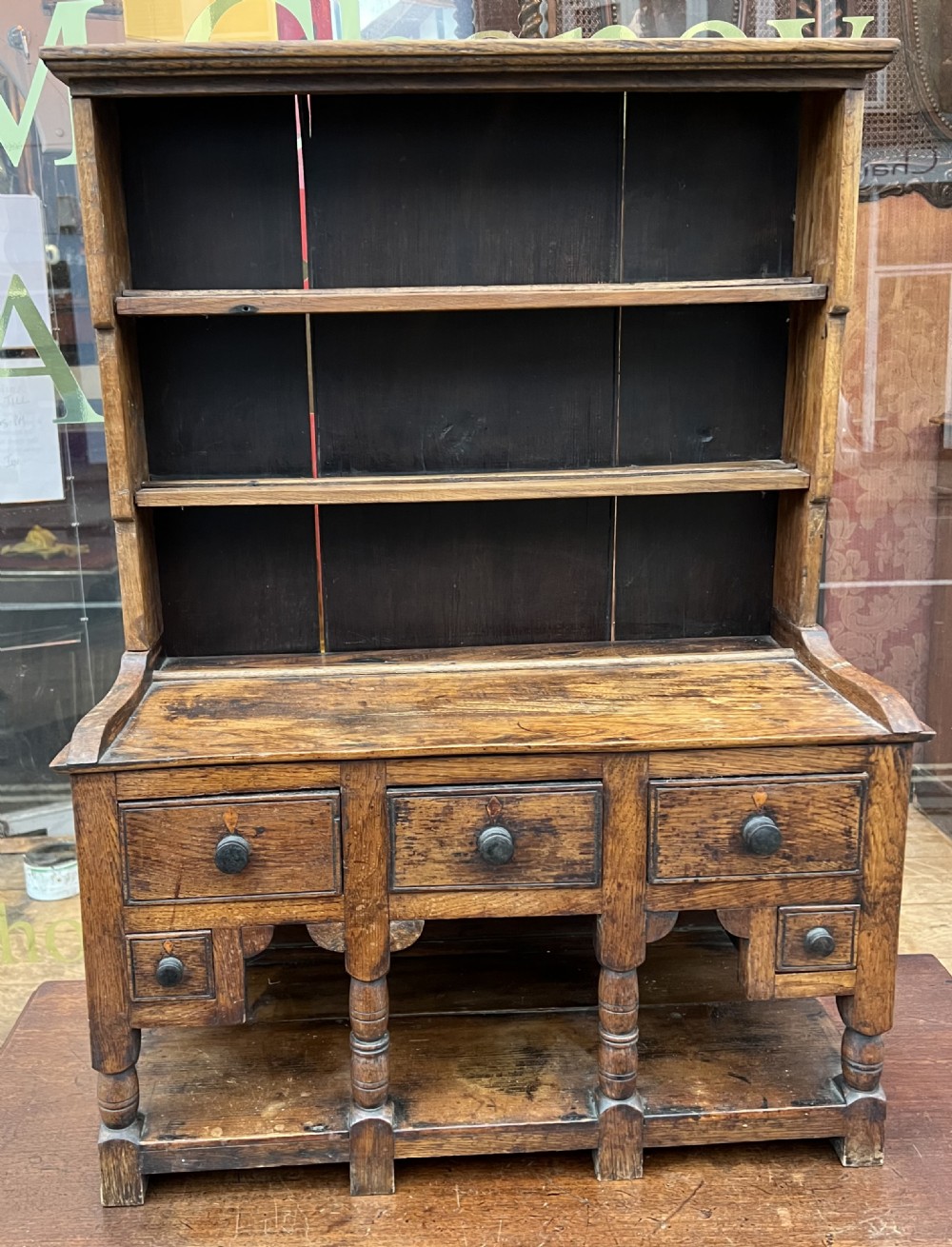Miniature apprentice made oak dresser 