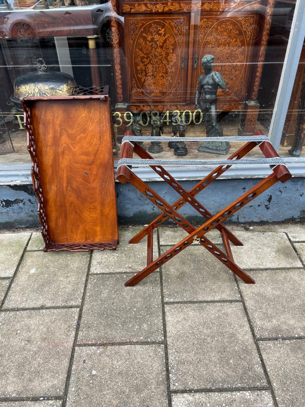 1930s  fretwork mahogany tray on stand in the Chippendale manner  View III