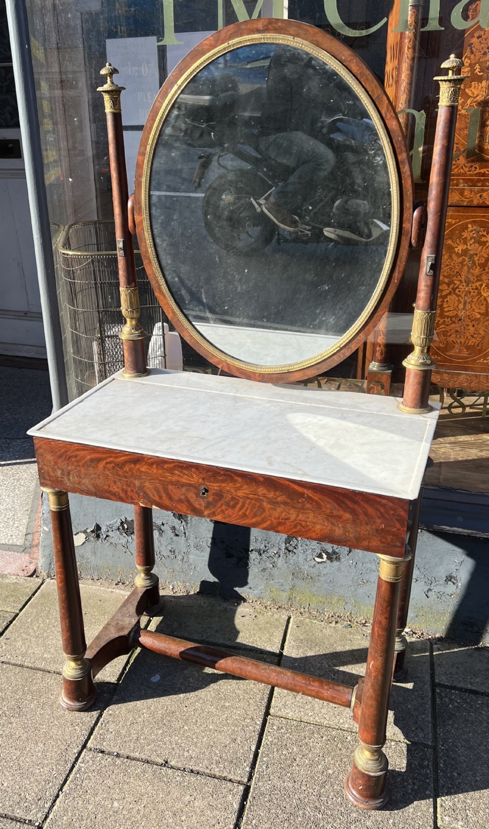 French Empire mahogany and ormolu dressing table 