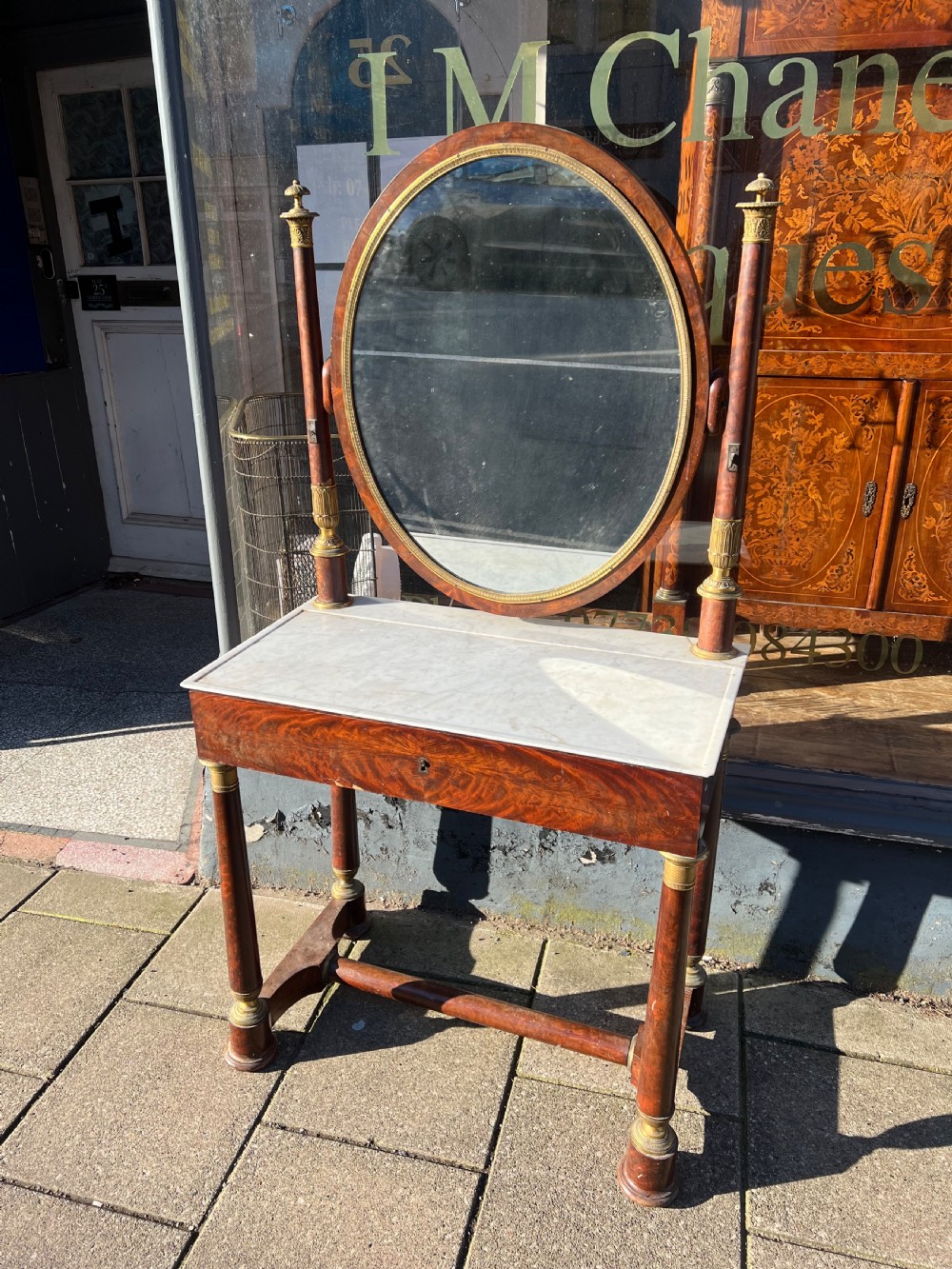 French Empire mahogany and ormolu dressing table  View II