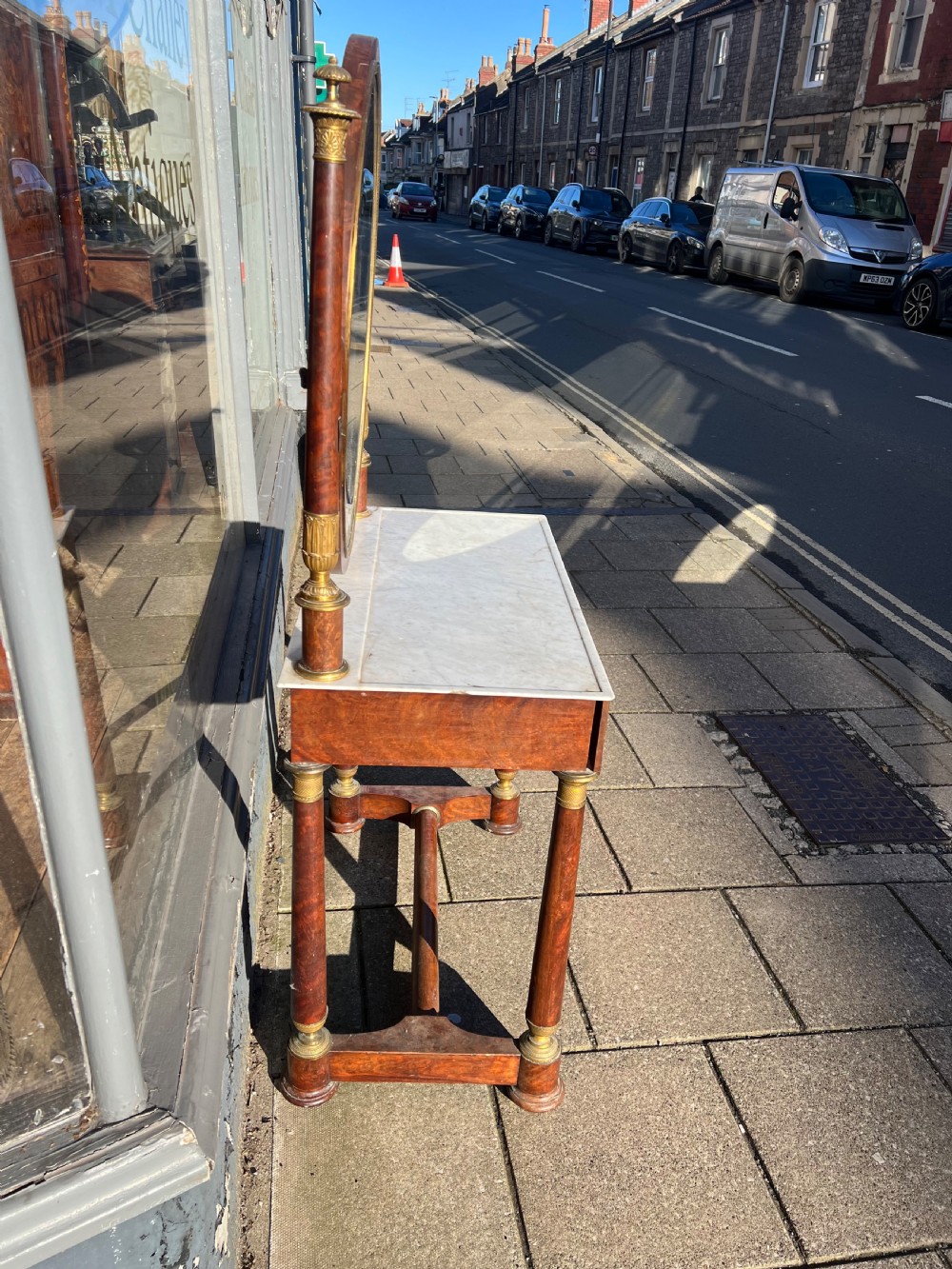 French Empire mahogany and ormolu dressing table  View V