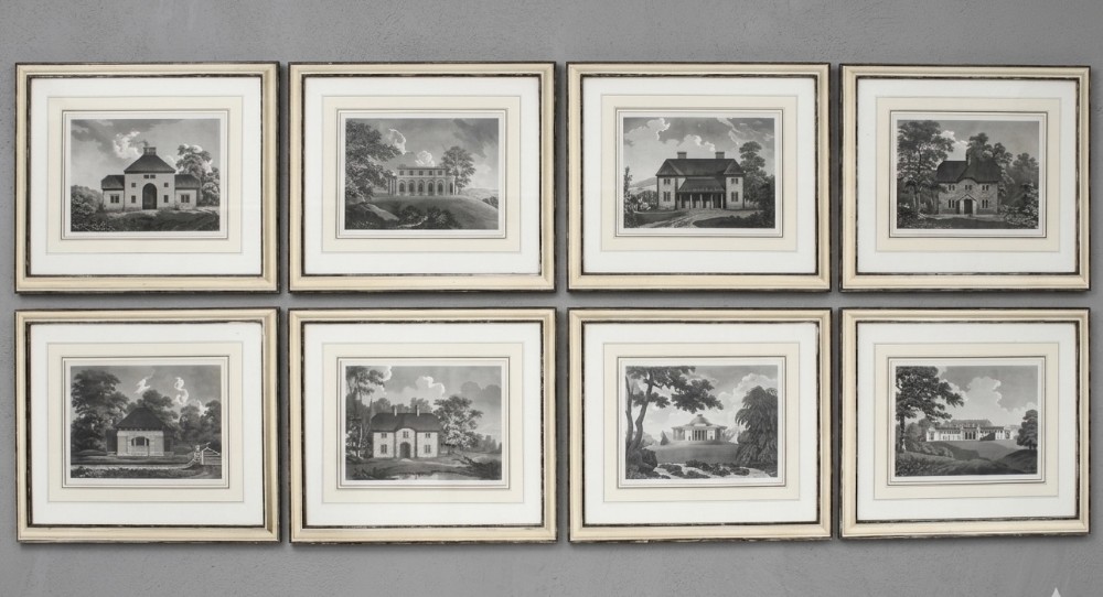 Set of eight C19th architectural engravings 