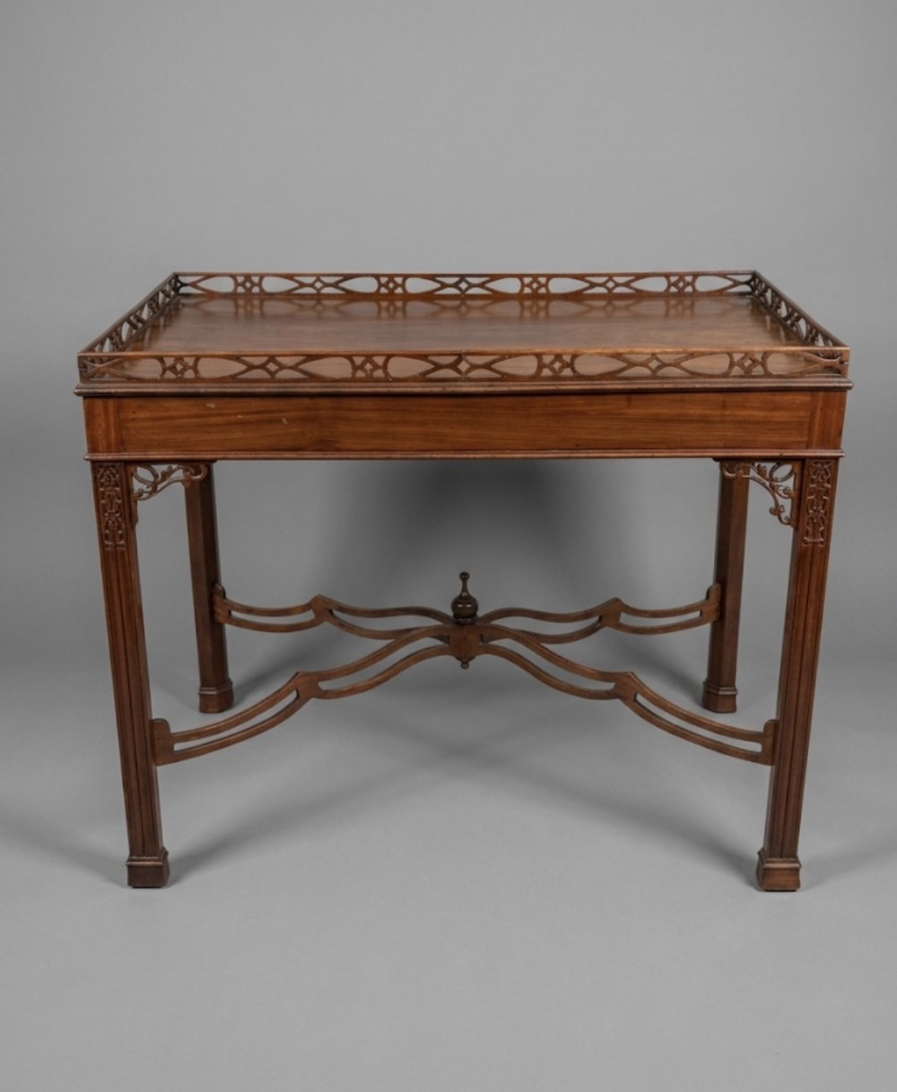 Georgian fretwork silver table in mahogany 