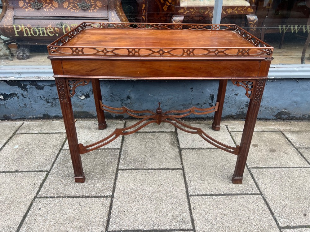 Georgian fretwork silver table in mahogany  View III