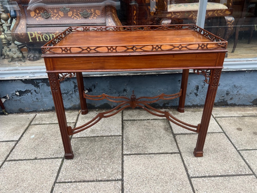 Georgian fretwork silver table in mahogany  View V