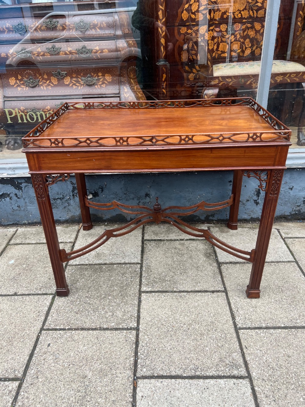 Georgian fretwork silver table in mahogany  View VII