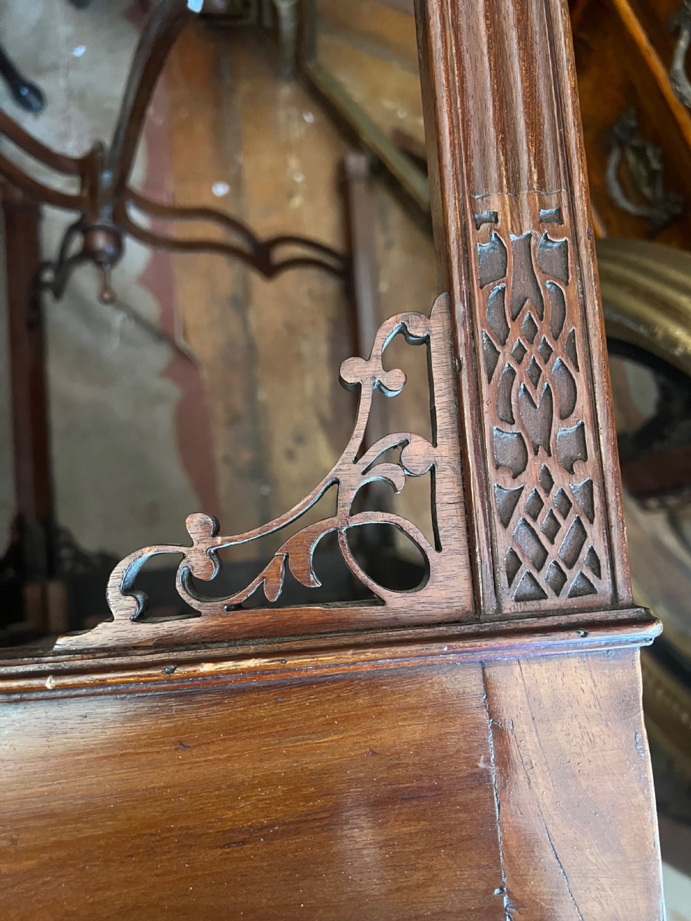 Georgian fretwork silver table in mahogany  View IX