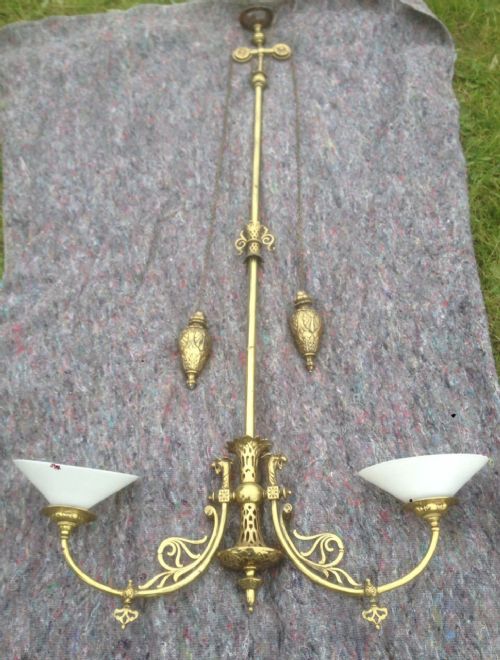 C19th Brass Ceiling Light for Hallway, Kitchen
